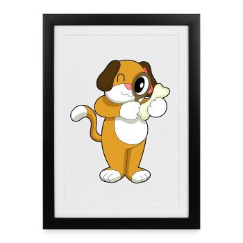 Loupe détective canine - Affiche encadrée (27 × 37 cm) - noir - Devant