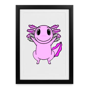 Axolotl Dumbbell Training Strength Training Fitness - Framed poster (27 × 37 cm) - black - Front