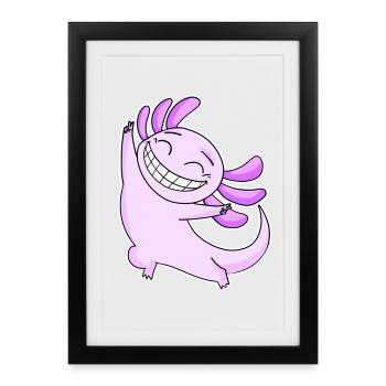 Joyeux Axolotl - Affiche encadrée (27 × 37 cm) - noir - Devant