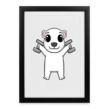 Polar Bear Dumbbell Training Strength Training Fitness - Framed poster (27 × 37 cm) - black - Front
