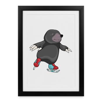 Mole Ice Skating Ice Skates Winter Sports - Framed poster (27 × 37 cm) - black - Front