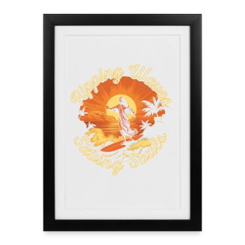 Surfing Jesus - Ripping Waves Saving Souls - Affiche encadrée (27 × 37 cm) - noir - Devant