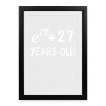 26e anniversaire 26 ans Euler Identité cadeau math - Affiche encadrée (27 × 37 cm) - noir - Devant