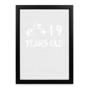 18e anniversaire 18 ans Euler Identité cadeau math - Affiche encadrée (27 × 37 cm) - noir - Devant