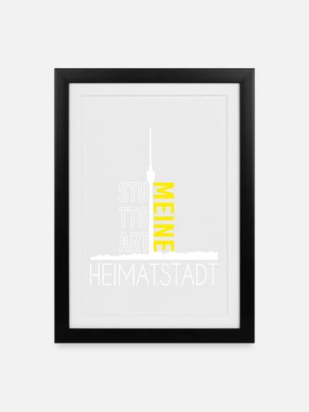 Stuttgart meine Heimatstadt - Gerahmtes Poster (27 × 37 cm) - Schwarz