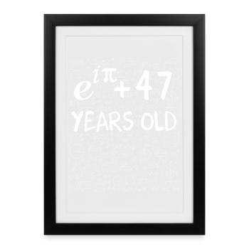46e anniversaire 46 ans Euler Identité cadeau math - Affiche encadrée (27 × 37 cm) - noir - Devant