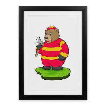 Brigade de pompiers Bear Axe - Affiche encadrée (27 × 37 cm) - noir - Devant