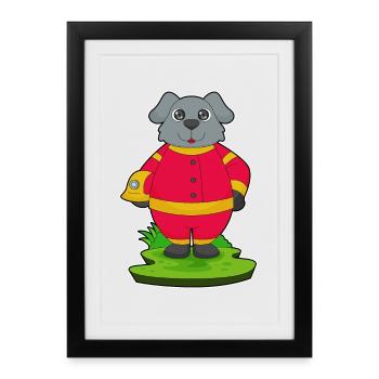 Brigade de pompiers de chiens - Affiche encadrée (27 × 37 cm) - noir - Devant