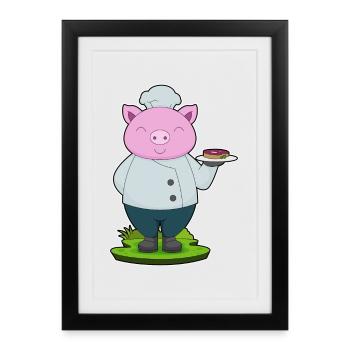 Cuisson du porc Cuisson de la viande - Affiche encadrée (27 × 37 cm) - noir - Devant
