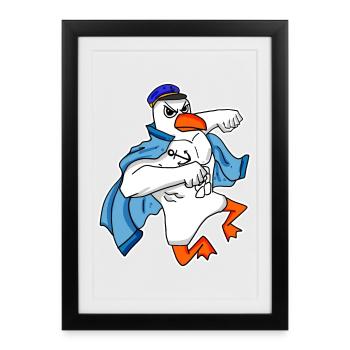 Mouette capitaine Faust - Affiche encadrée (27 × 37 cm) - noir - Devant