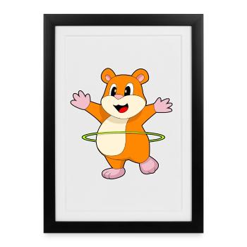 Gymnastique d’entraînement avec cerceau de fitness pour hamsters - Affiche encadrée (27 × 37 cm) - noir - Devant