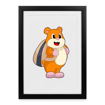 École de sac à dos pour élèves hamsters - Affiche encadrée (27 × 37 cm) - noir - Devant