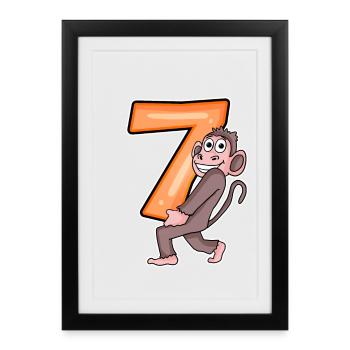 7 ans 7 ans avec motif animal - sept - Affiche encadrée (27 × 37 cm) - noir - Devant