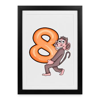 8 Birthday 8 years old with animal motif - eight - Framed poster (27 × 37 cm) - black - Front