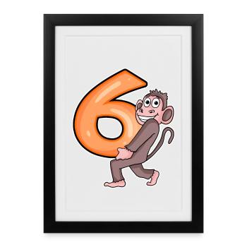 6 Birthday 6 years old with animal motif - six - Framed poster (27 × 37 cm) - black - Front