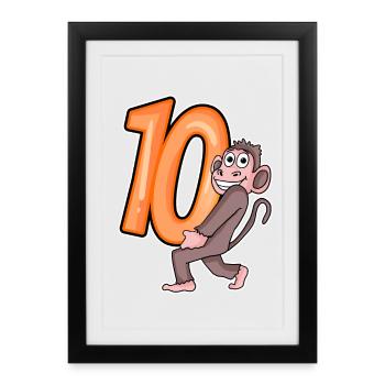 10 ans 10 ans avec motif animal - dix - Affiche encadrée (27 × 37 cm) - noir - Devant