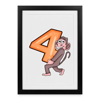4 birthday 4 years old with animal motif - four - Framed poster (27 × 37 cm) - black - Front
