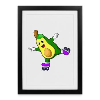 Avocado Inline skating Inline skates - Gerahmtes Poster (27 × 37 cm) - Schwarz - Vorne