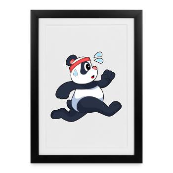 Panda Jogger Jogging Sport - Framed poster (27 × 37 cm) - black - Front