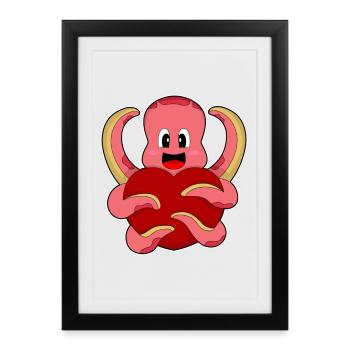 Cœur de poulpe - Affiche encadrée (27 × 37 cm) - noir - Devant