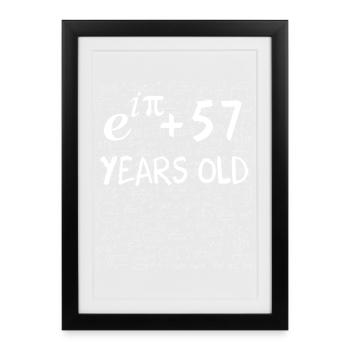 56e anniversaire 56 ans Euler Identité cadeau math - Affiche encadrée (27 × 37 cm) - noir - Devant