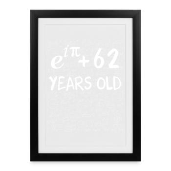 61e anniversaire 61 ans Euler Identité cadeau math - Affiche encadrée (27 × 37 cm) - noir - Devant