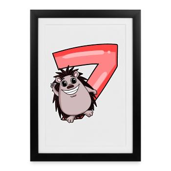 7 ans 7 ans avec motif animal - sept - Affiche encadrée (27 × 37 cm) - noir - Devant