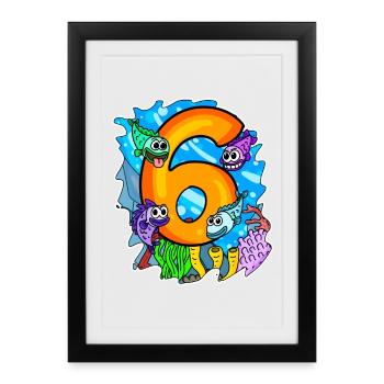 6 Birthday 6 years old with animal motif - six - Framed poster (27 × 37 cm) - black - Front