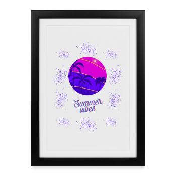 Ambiance estivale Neon Design - Affiche encadrée (27 × 37 cm) - noir - Devant
