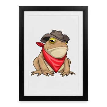 Frog Cowboy Cowboy Hat - Affiche encadrée (27 × 37 cm) - noir - Devant