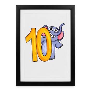 10th Birthday 10 Year Old with Animal Motif - Ten - Framed poster (27 × 37 cm) - black - Front