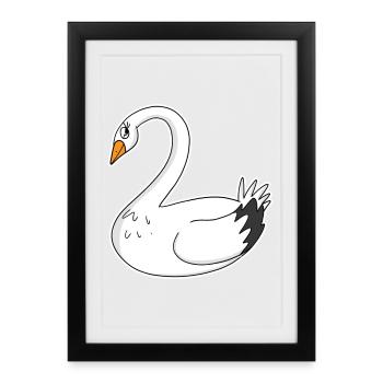 Cygne - Affiche encadrée (27 × 37 cm) - noir - Devant