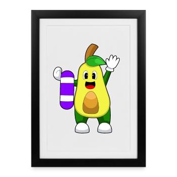Été de la planche de natation Avocado - Affiche encadrée (27 × 37 cm) - noir - Devant