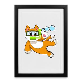 Plongée en apnée pour plongeurs de chat - Affiche encadrée (27 × 37 cm) - noir - Devant