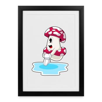 Mushroom Swimming Water Jump Summer - Framed poster (27 × 37 cm) - black - Front