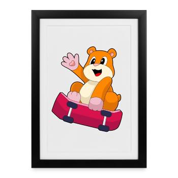 Hamster Skater Skateboard - Framed poster (27 × 37 cm) - black - Front