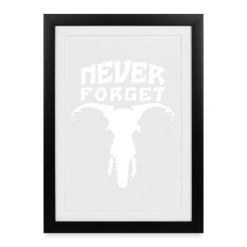 Elephant Never Forget - Ne Jamais Oublier - Affiche encadrée (27 × 37 cm) - noir - Devant