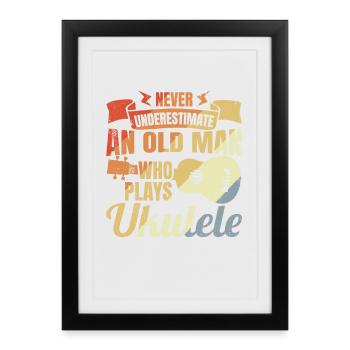 Grand-père ukulélé - Affiche encadrée (27 × 37 cm) - noir - Devant