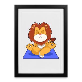 Méditation de fitness en yoga Lion - Affiche encadrée (27 × 37 cm) - noir - Devant
