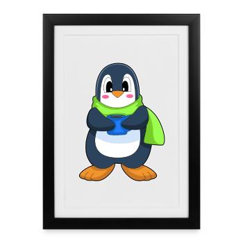 Tasse à café Pingouin - Affiche encadrée (27 × 37 cm) - noir - Devant