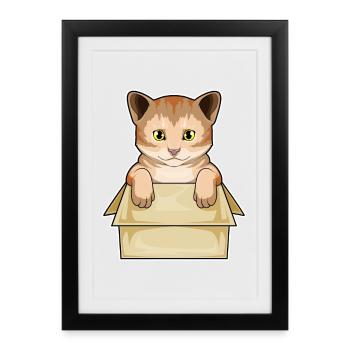 Carton de chat - Affiche encadrée (27 × 37 cm) - noir - Devant