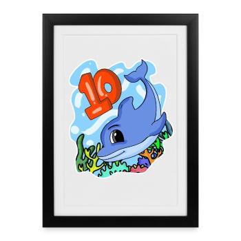 10th Birthday Motif Dolphin - ten years old - Framed poster (27 × 37 cm) - black - Front