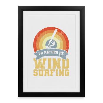 Citation Windsurfer Vintage - Affiche encadrée (27 × 37 cm) - noir - Devant