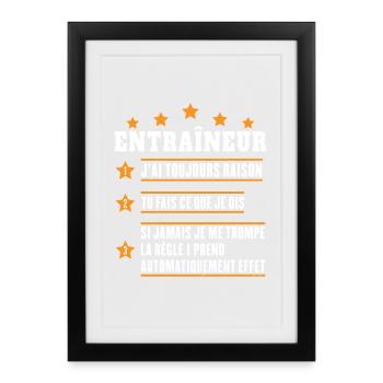 Coach Cadeau Handball Football Rugby Entraîneur - Affiche encadrée (27 × 37 cm) - noir - Devant