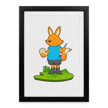 Fox Painter Brush Painting - Framed poster (27 × 37 cm) - black - Front