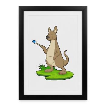 Kangaroo Painter Brush Painting - Framed poster (27 × 37 cm) - black - Front
