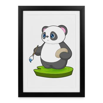Panda Painter Brush Painting - Framed poster (27 × 37 cm) - black - Front