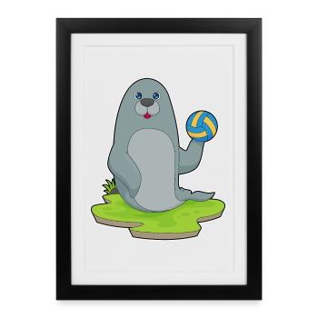 Joueur de volleyball Seal Volleyball - Affiche encadrée (27 × 37 cm) - noir - Devant