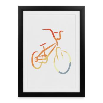 Dessin BMX rétro - Affiche encadrée (27 × 37 cm) - noir - Devant