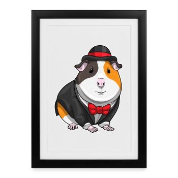 Meerschweinchen Bräutigam Fliege Hochzeit - Gerahmtes Poster (27 × 37 cm) - Schwarz - Vorne